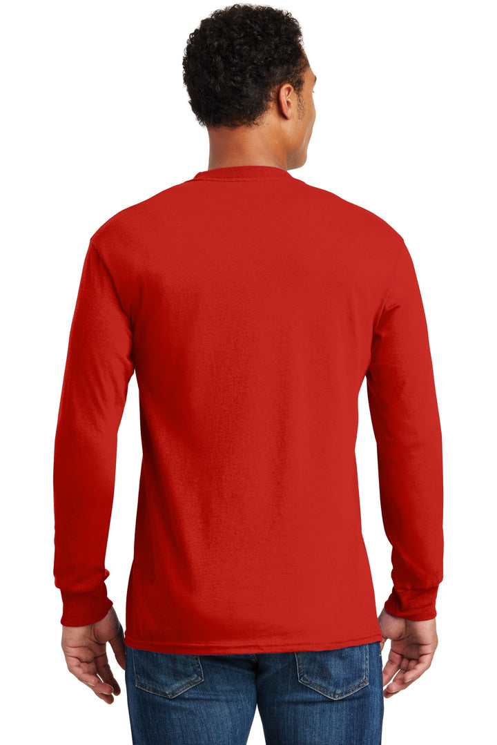 Red Gildan - Heavy Cotton 100% Cotton Long Sleeve T-Shirt. 5400