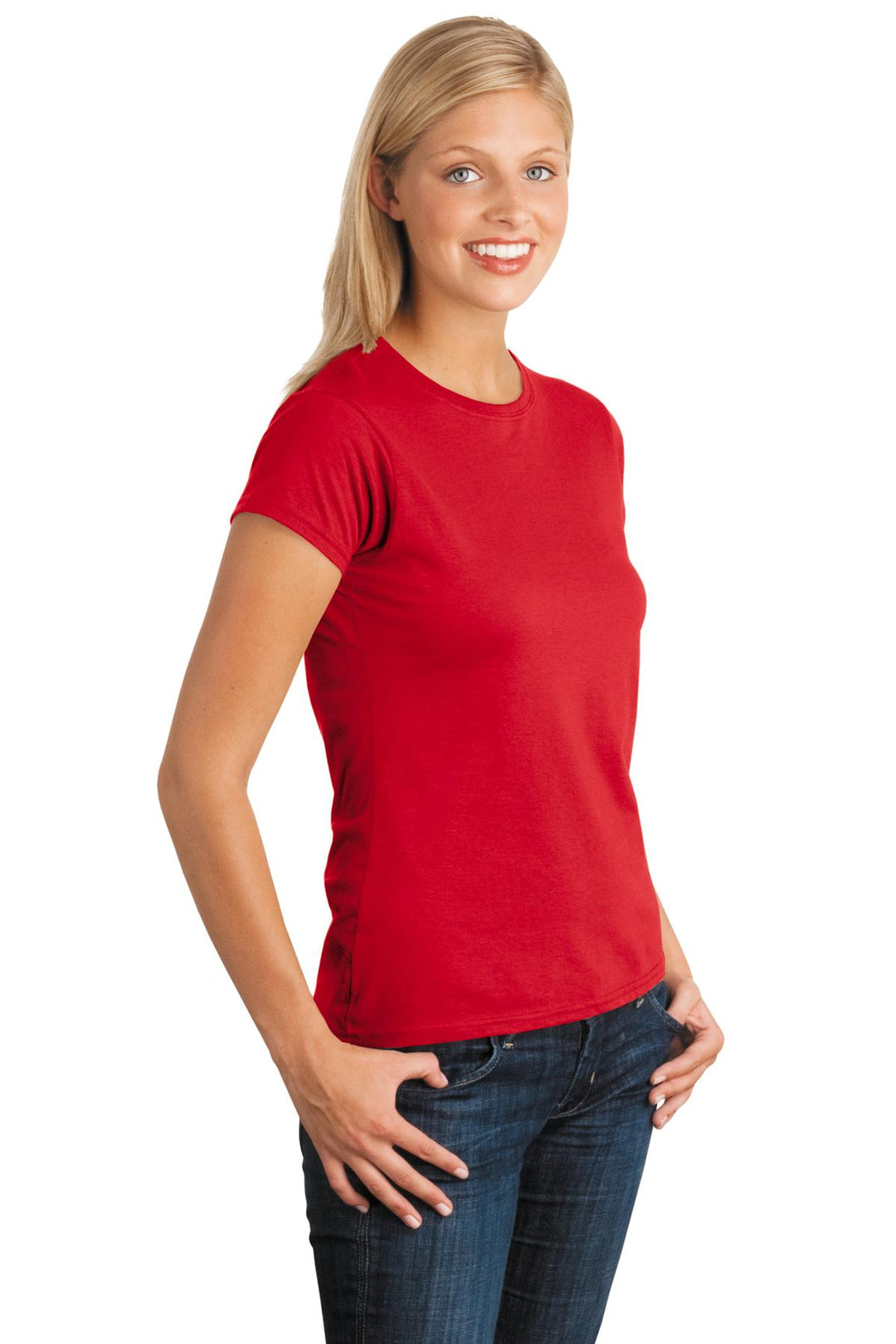 Red Gildan Softstyle Women's T-Shirt. 64000L