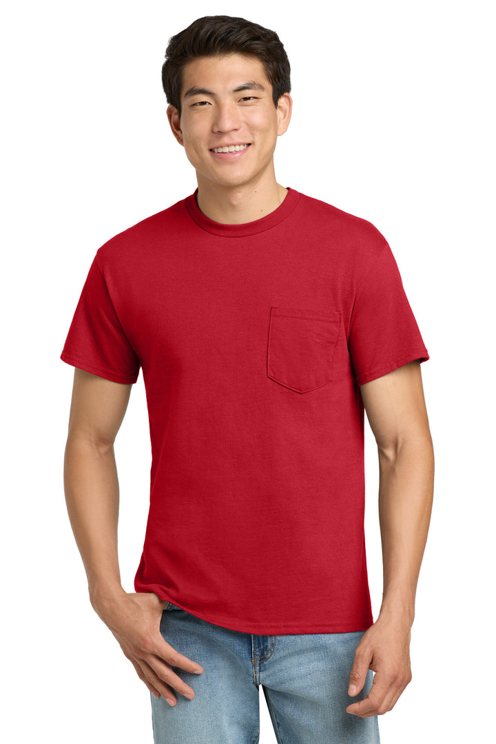 RED Gildan - Ultra Cotton 100% US Cotton T-Shirt with Pocket. 2300