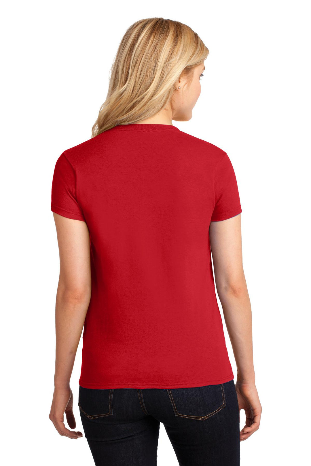 Red Gildan Women's Heavy Cotton 100% Cotton T-Shirt. 5000L