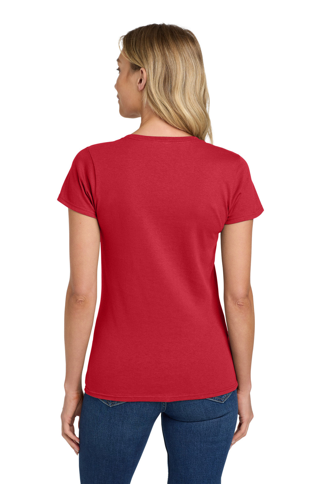 Red Gildan Women's Heavy Cotton 100% Cotton T-Shirt. 5000L