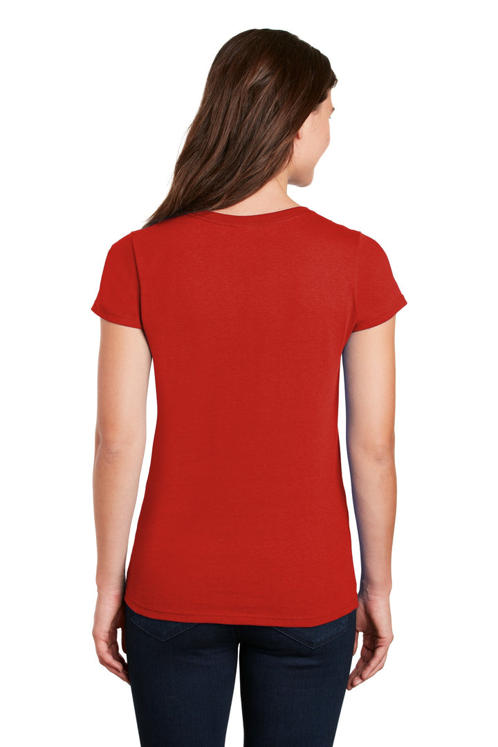 Red Gildan Women's Heavy Cotton 100% Cotton V-Neck T-Shirt. 5V00L