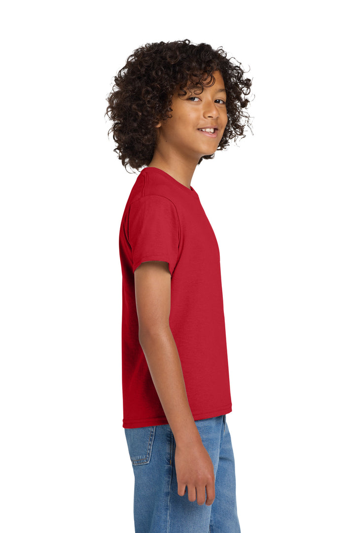 Red Gildan Youth DryBlend 50 Cotton/50 Poly T-Shirt. 8000B