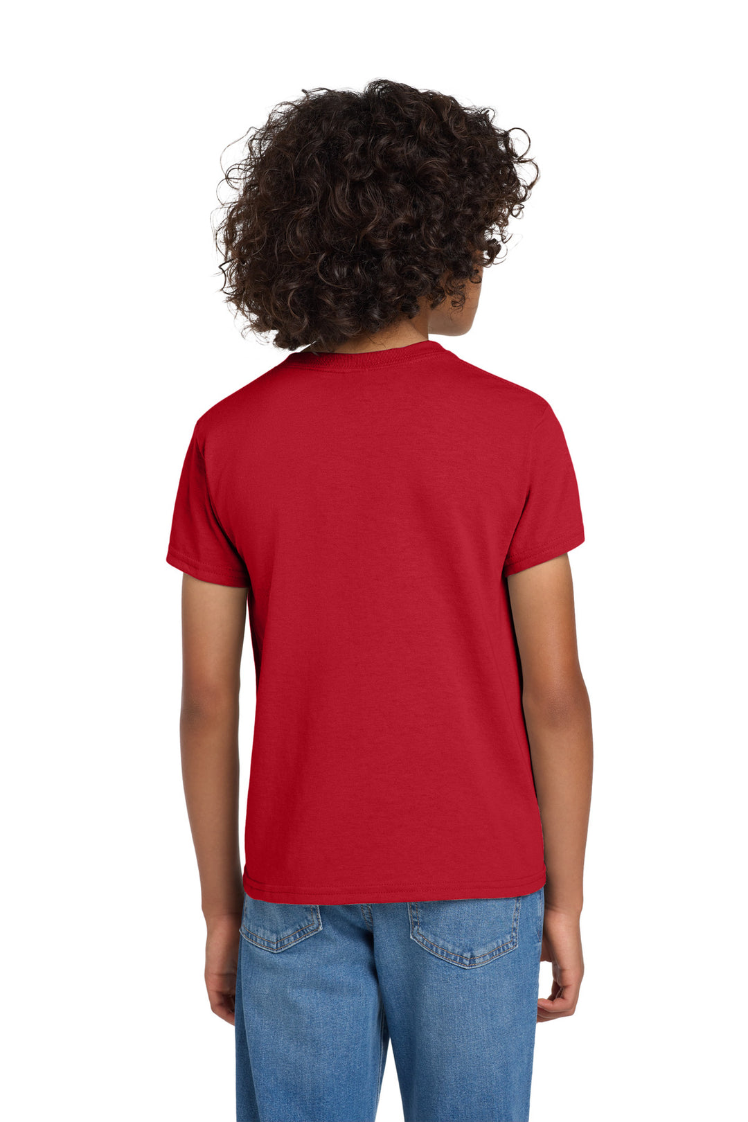 Red Gildan Youth DryBlend 50 Cotton/50 Poly T-Shirt. 8000B
