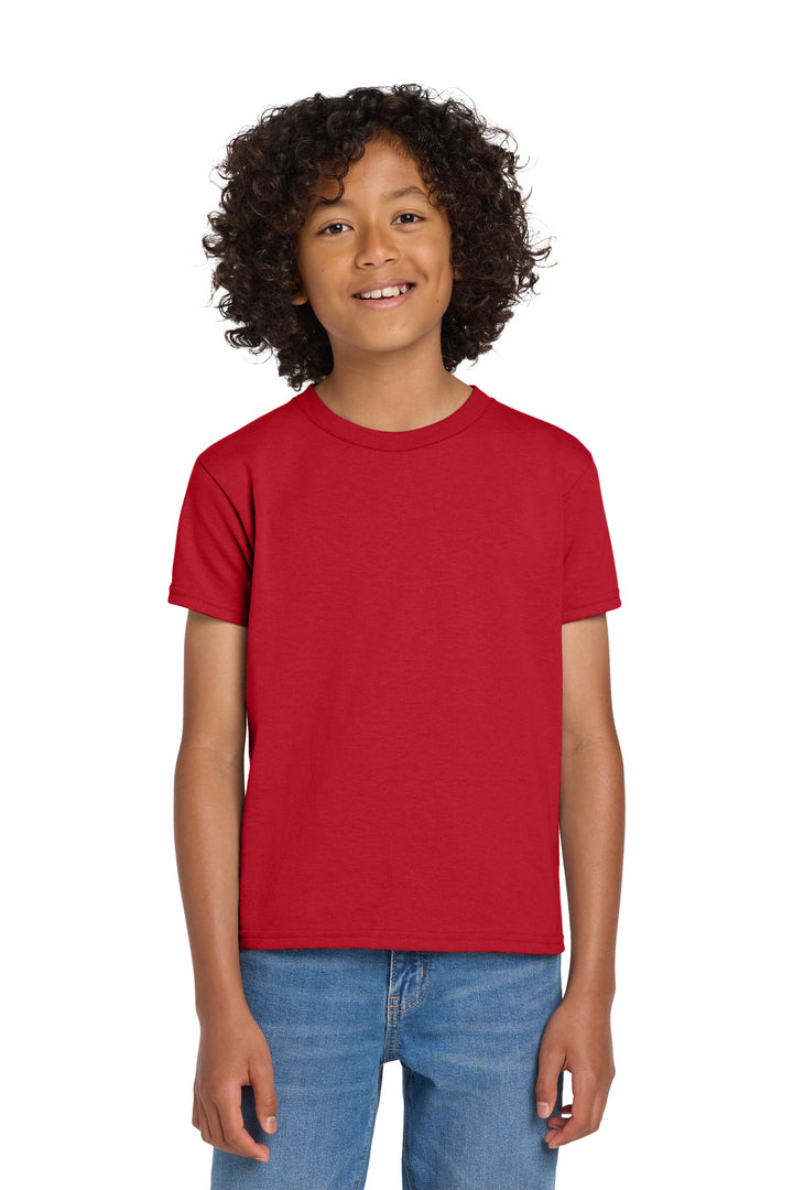 Red Gildan Youth DryBlend 50 Cotton/50 Poly T-Shirt. 8000B