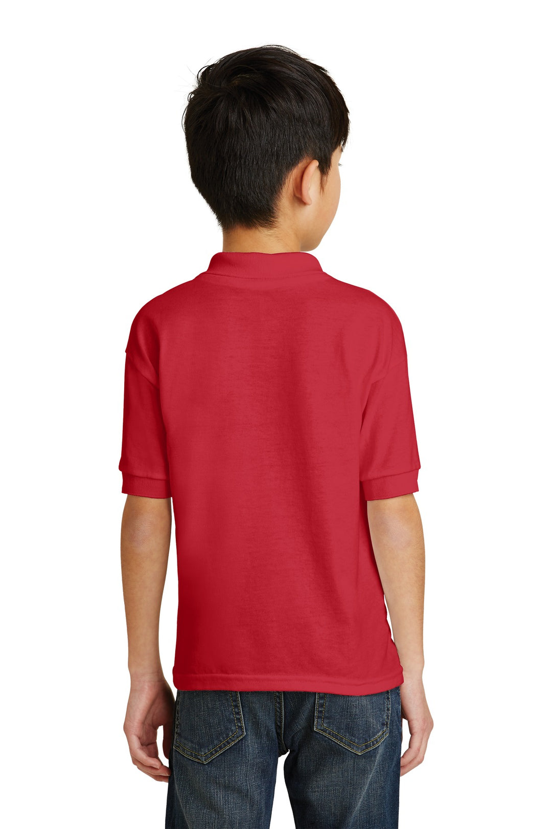 Red Gildan Youth DryBlend 6-Ounce Jersey Knit Sport Shirt. 8800B