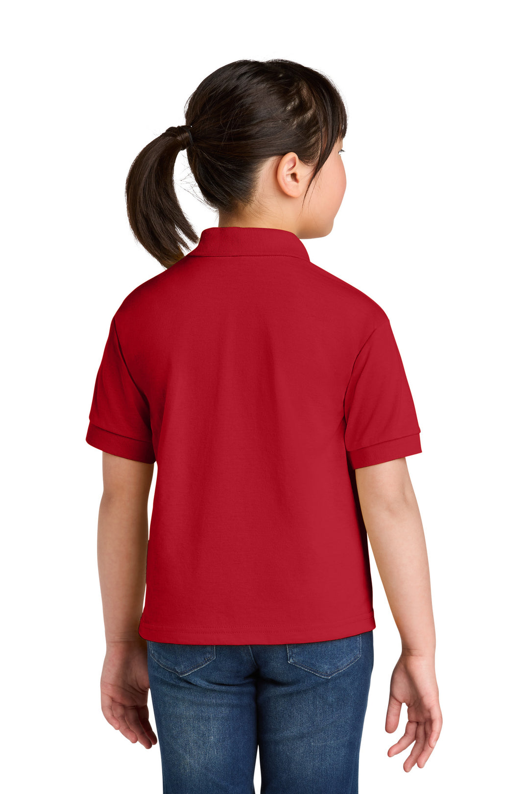 Red Gildan Youth DryBlend 6-Ounce Jersey Knit Sport Shirt. 8800B
