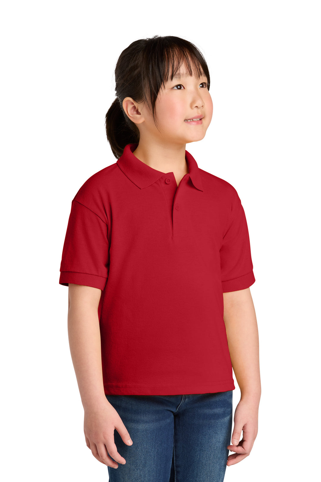 Red Gildan Youth DryBlend 6-Ounce Jersey Knit Sport Shirt. 8800B