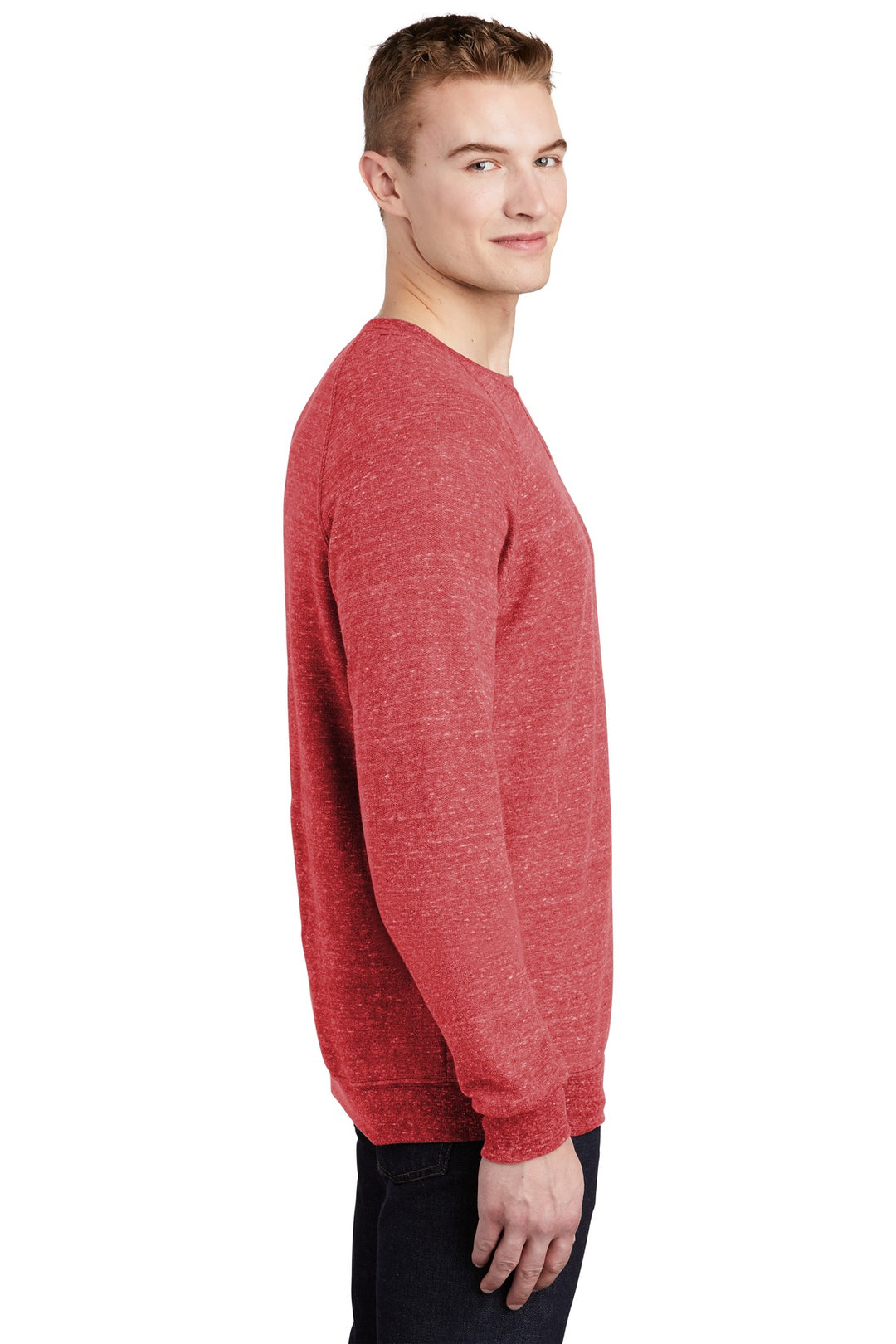 Red Jerzees Snow Heather French Terry Raglan Crew 91M