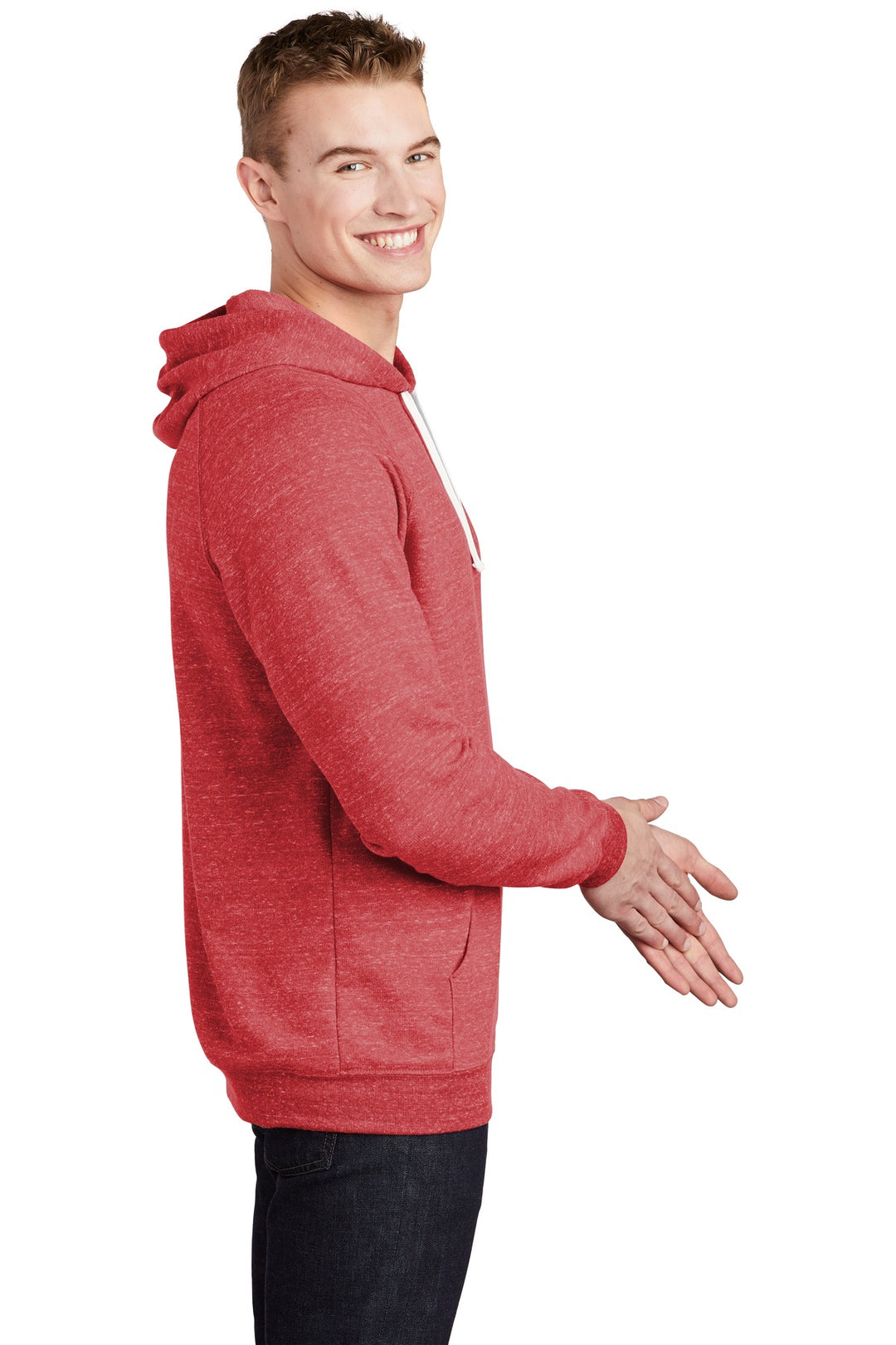 Red Jerzees Snow Heather French Terry Raglan Hoodie 90M