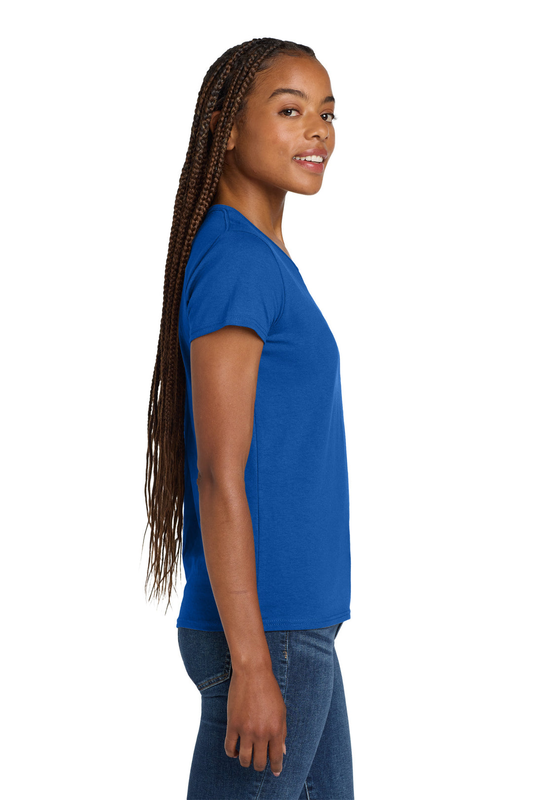 Royal Gildan Women's Heavy Cotton 100% Cotton V-Neck T-Shirt. 5V00L