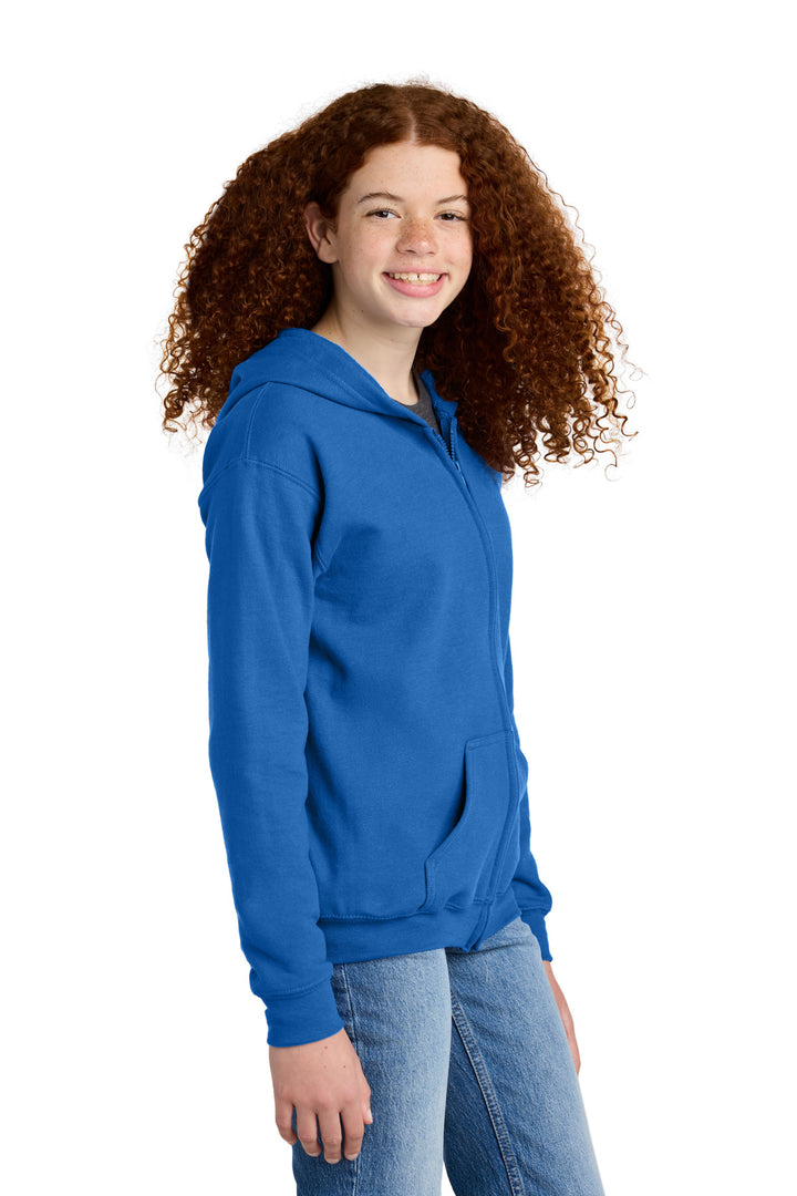 Royal Gildan Youth Heavy Blend Full-Zip Hooded Sweatshirt. 18600B