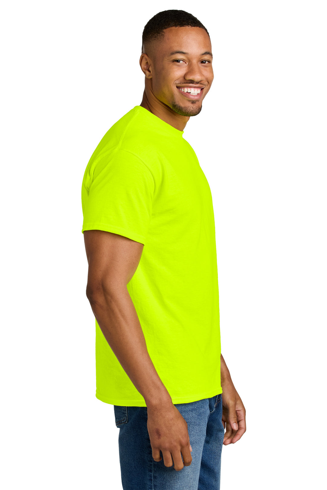Safety Green Gildan DryBlend 50 Cotton/50 Poly T-Shirt. 8000