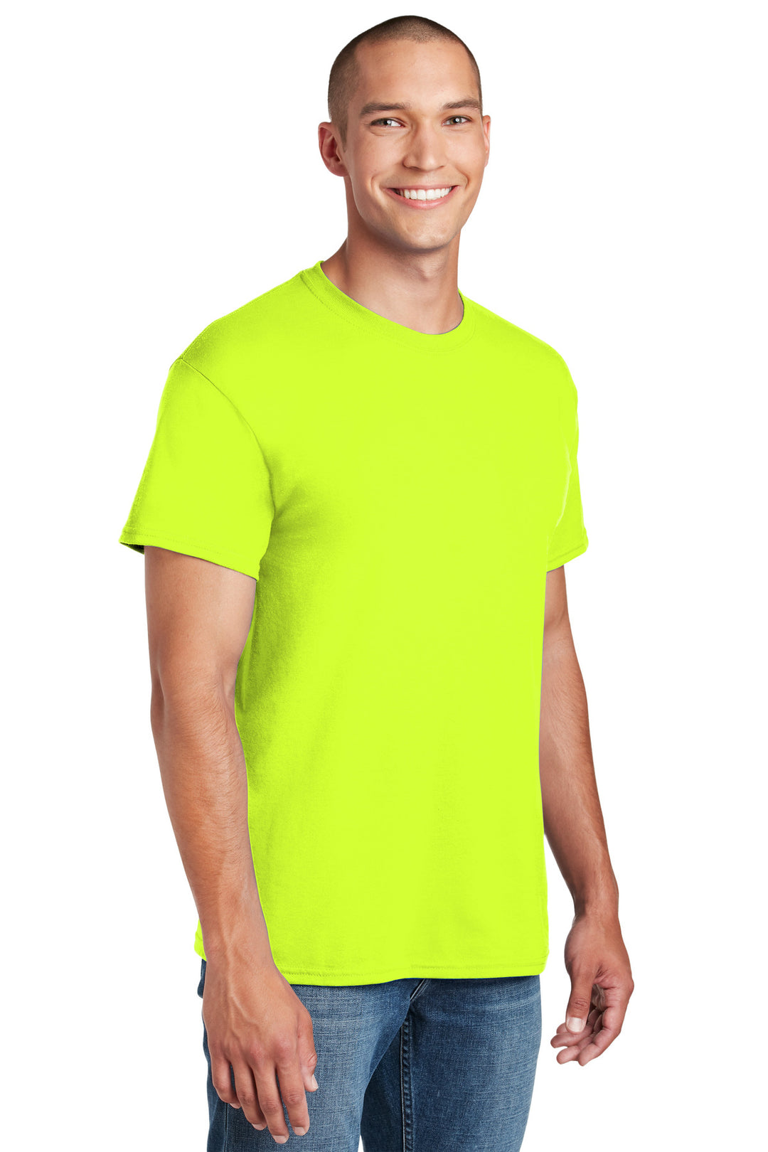 Safety Green Gildan DryBlend 50 Cotton/50 Poly T-Shirt. 8000