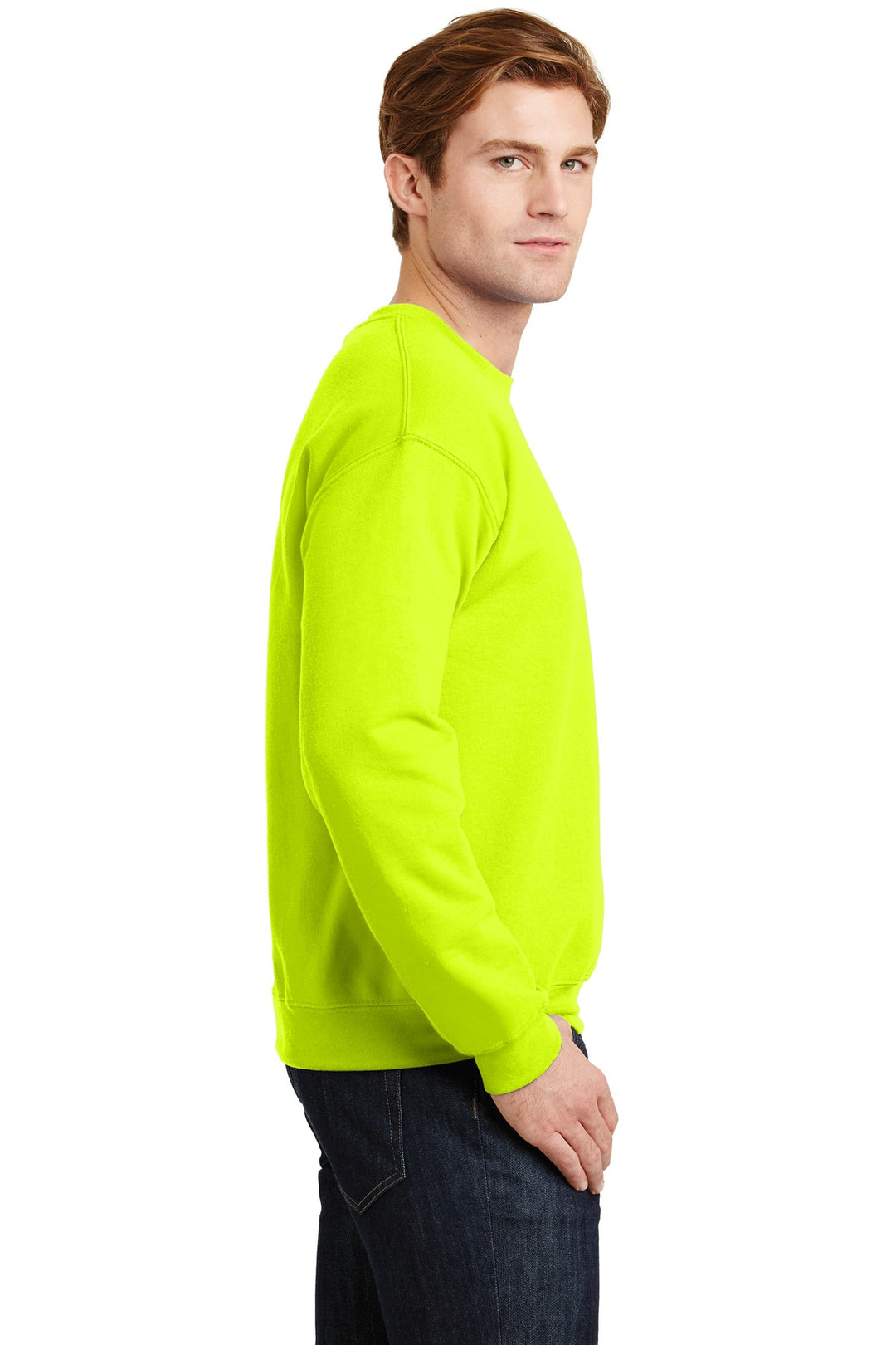 Safety Green Gildan Heavy Blend Crewneck Sweatshirt. 18000