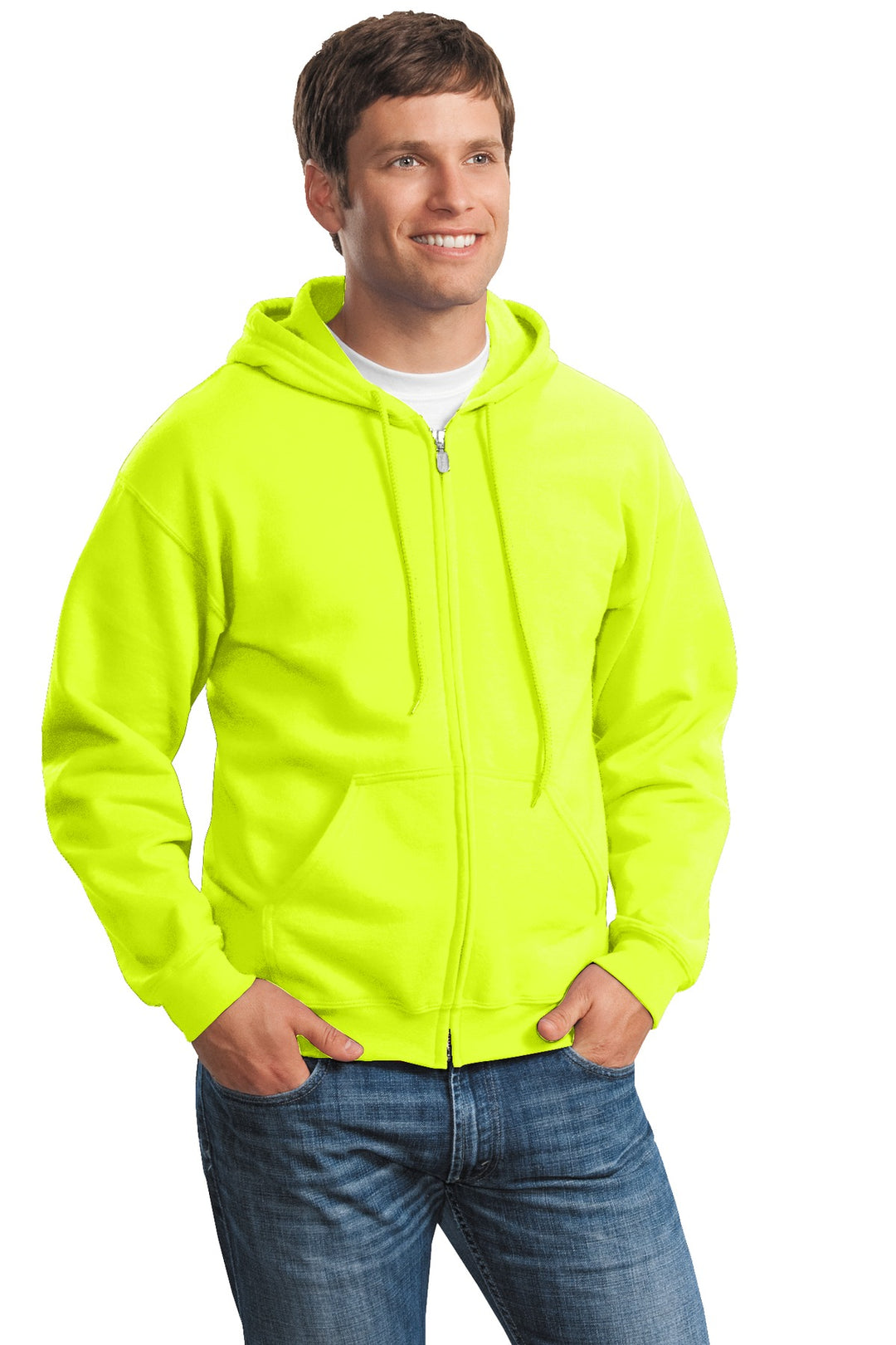 Safety Green Gildan - Heavy Blend Full-Zip Hooded Sweatshirt. 18600