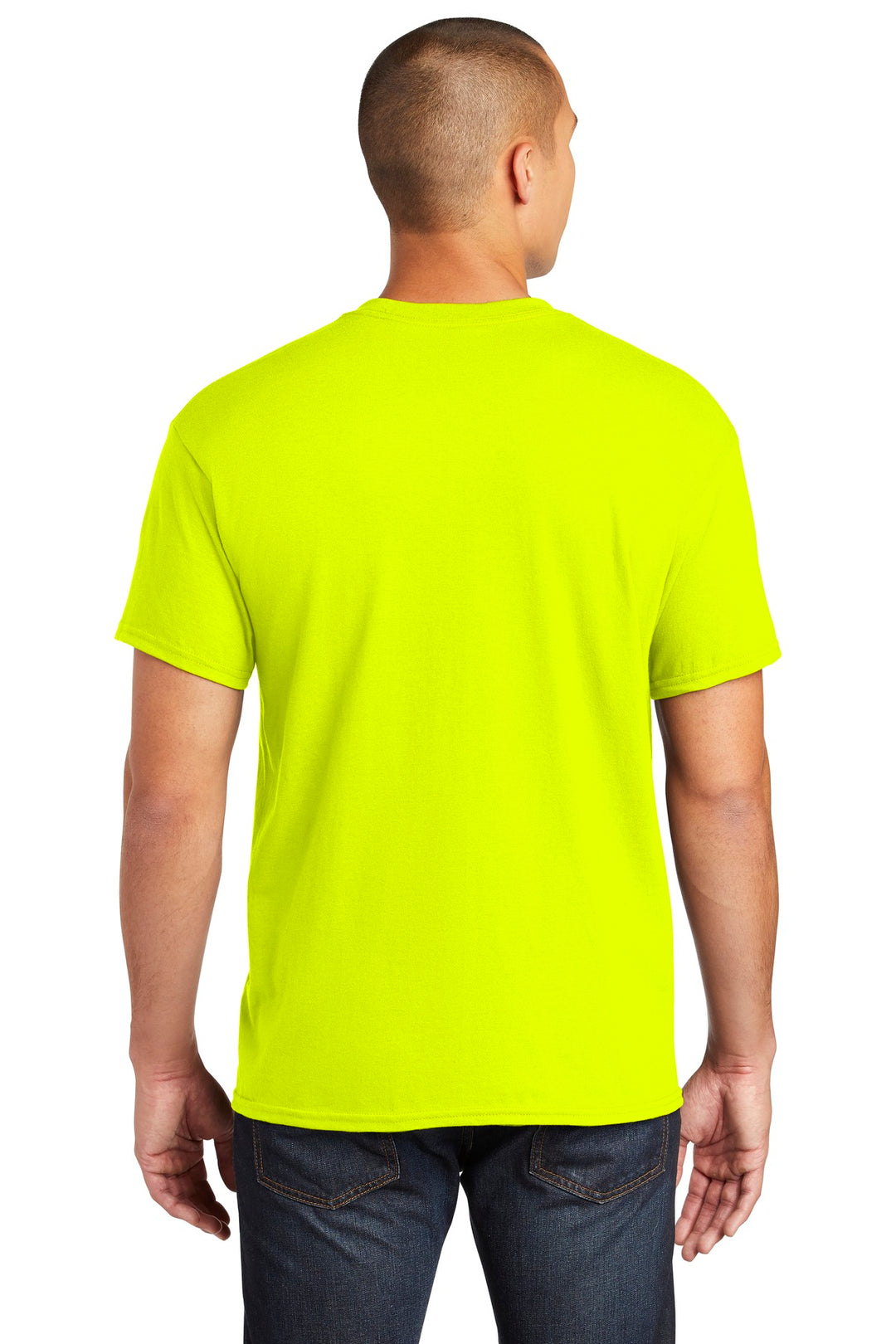 Safety Green Gildan Heavy Cotton 100% Cotton Pocket T-Shirt. 5300