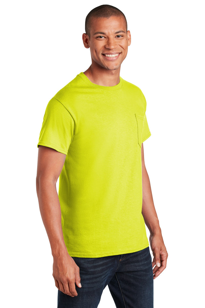 Safety Green Gildan - Ultra Cotton 100% US Cotton T-Shirt with Pocket. 2300