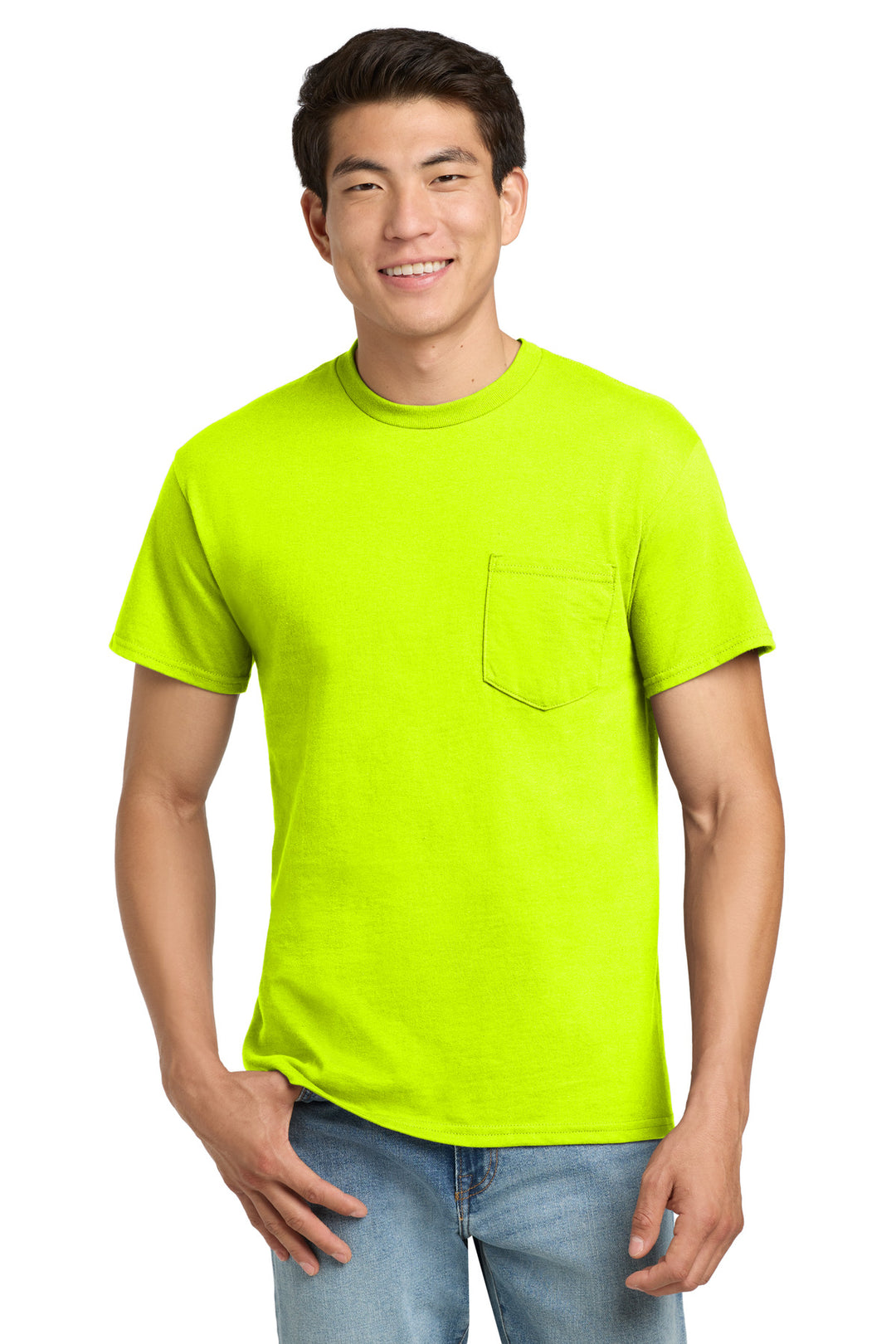 Safety Green Gildan - Ultra Cotton 100% US Cotton T-Shirt with Pocket. 2300