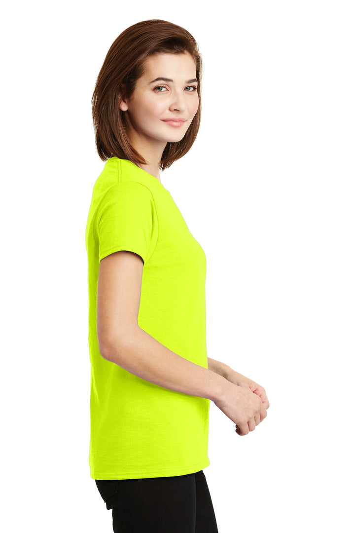 Safety Green Gildan Women's Ultra Cotton 100% US Cotton T-Shirt. 2000L