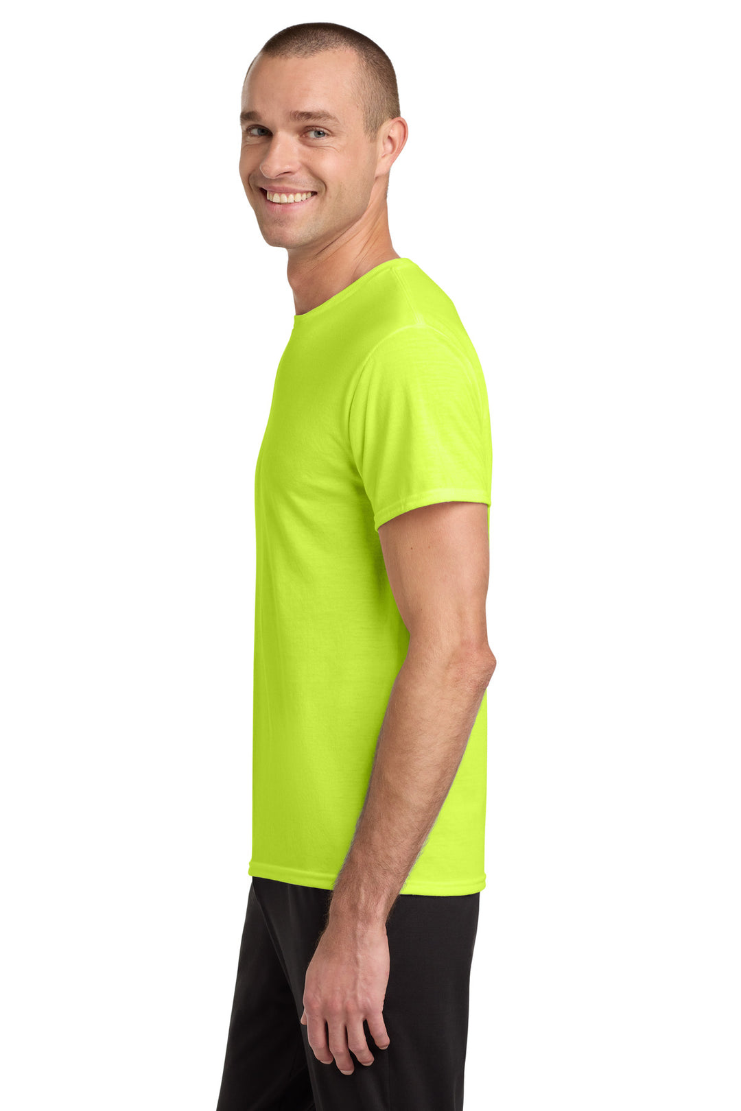 Safety Green Jerzees Dri-Power 100% Polyester T-Shirt. 21M
