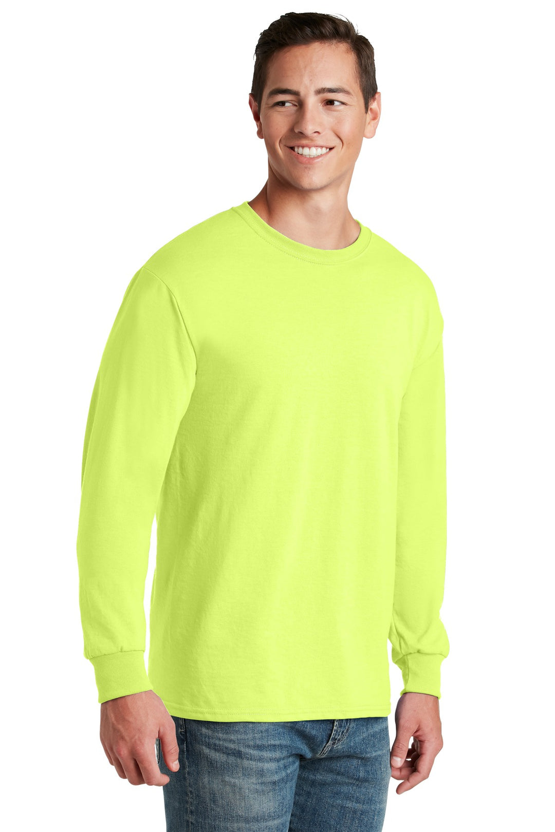 Safety Green Jerzees - Dri-Power 50/50 Cotton/Poly Long Sleeve T-Shirt. 29LS
