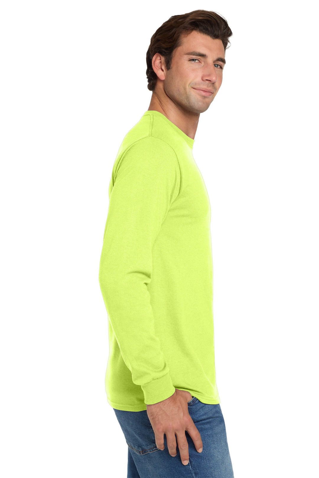 Safety Green Jerzees - Dri-Power 50/50 Cotton/Poly Long Sleeve T-Shirt. 29LS