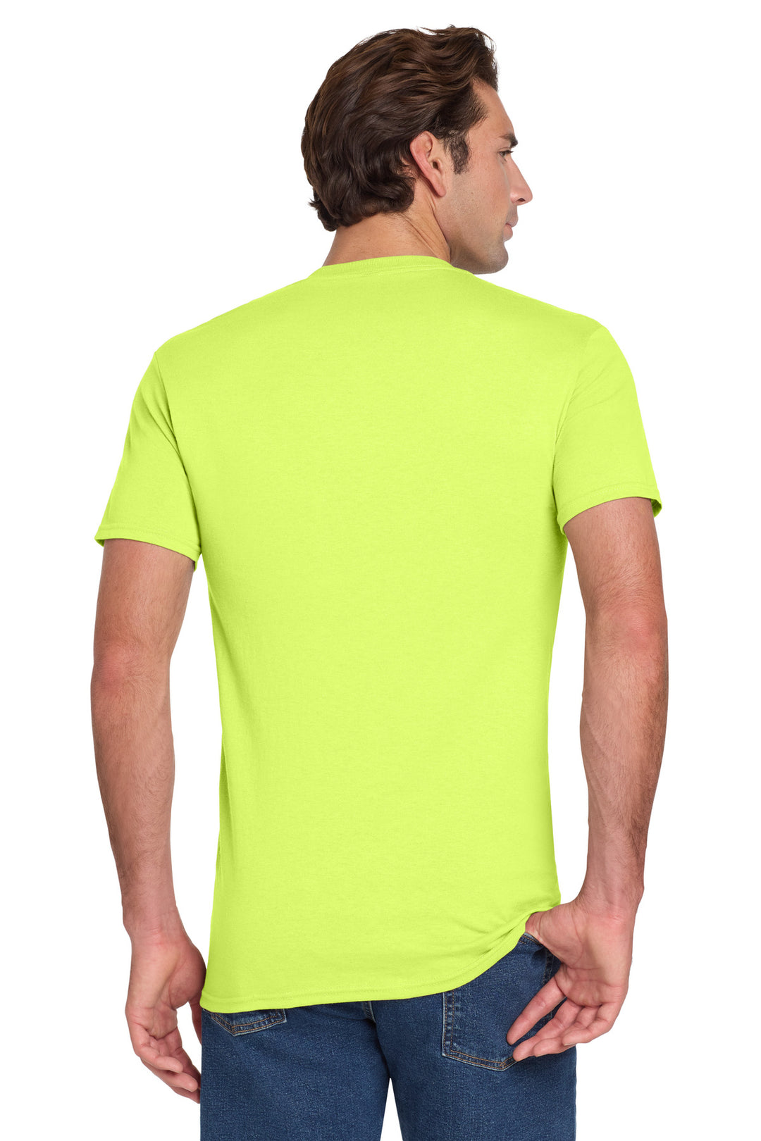 Safety Green Jerzees - Dri-Power 50/50 Cotton/Poly Pocket T-Shirt. 29MP