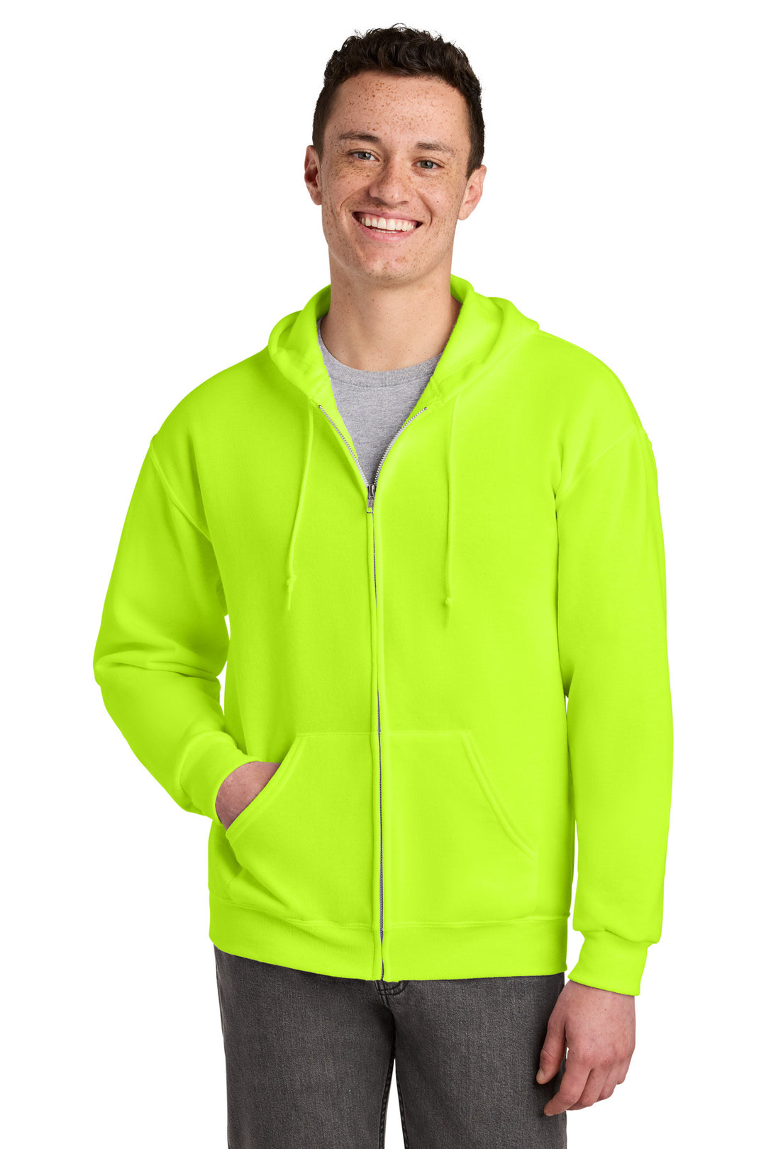 Safety Green Jerzees - NuBlend Full-Zip Hooded Sweatshirt. 993M