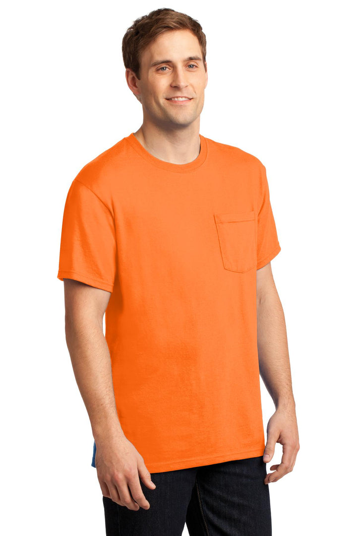 Safety Orange Jerzees - Dri-Power 50/50 Cotton/Poly Pocket T-Shirt. 29MP