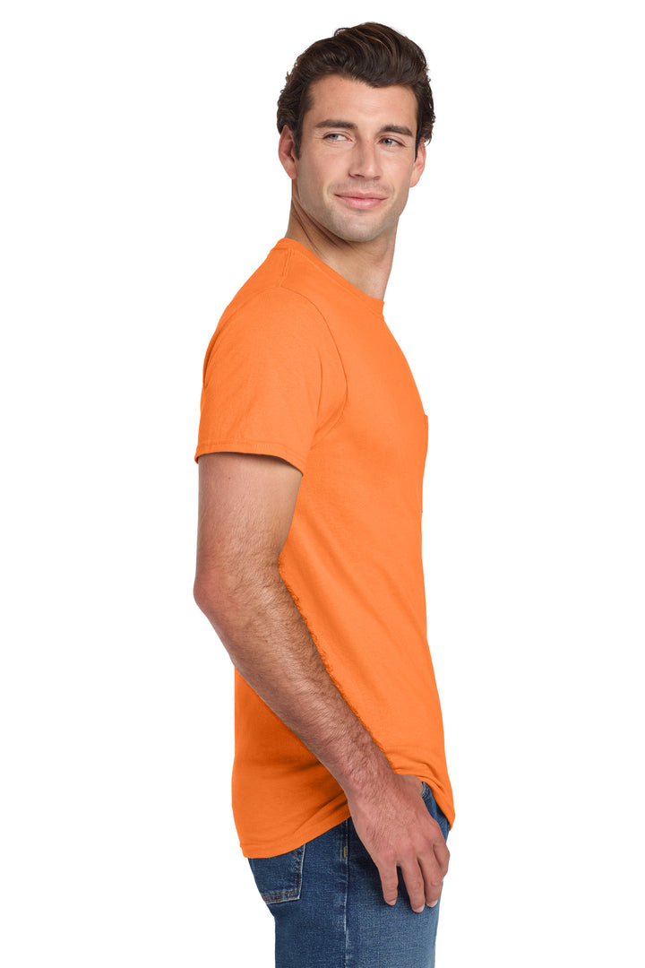 Safety Orange Jerzees - Dri-Power 50/50 Cotton/Poly Pocket T-Shirt. 29MP