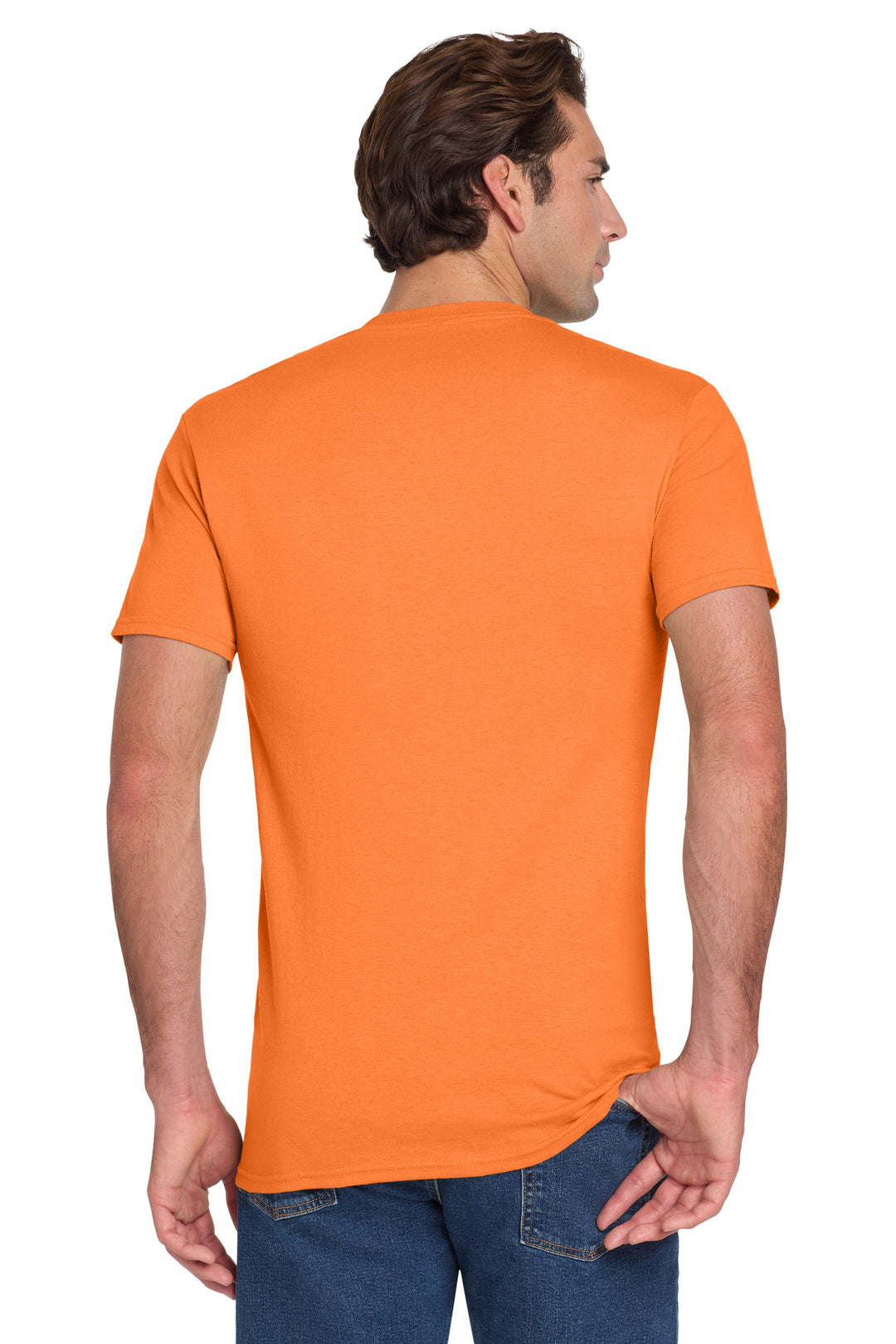 Safety Orange Jerzees - Dri-Power 50/50 Cotton/Poly Pocket T-Shirt. 29MP
