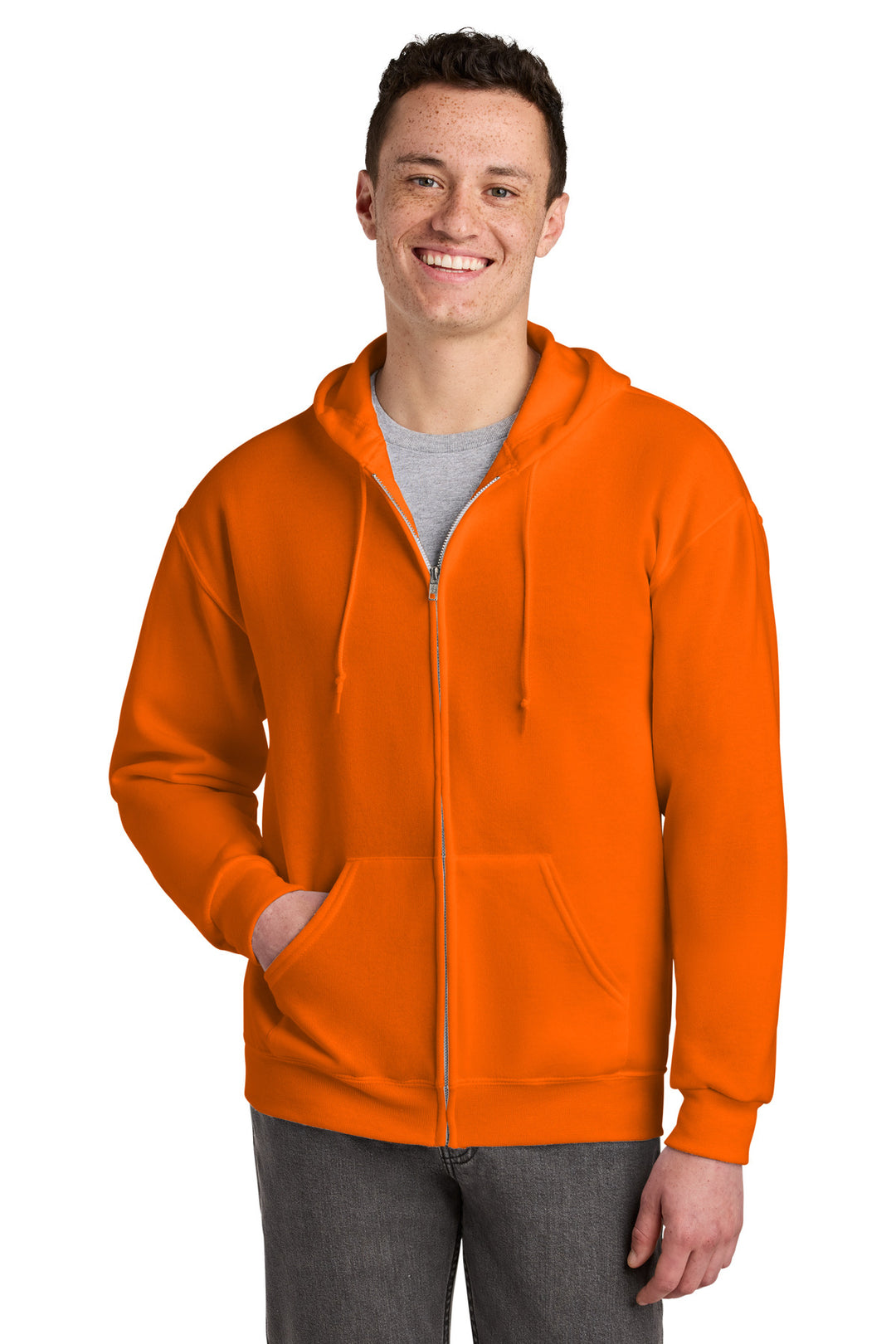 Safety Orange Jerzees - NuBlend Full-Zip Hooded Sweatshirt. 993M