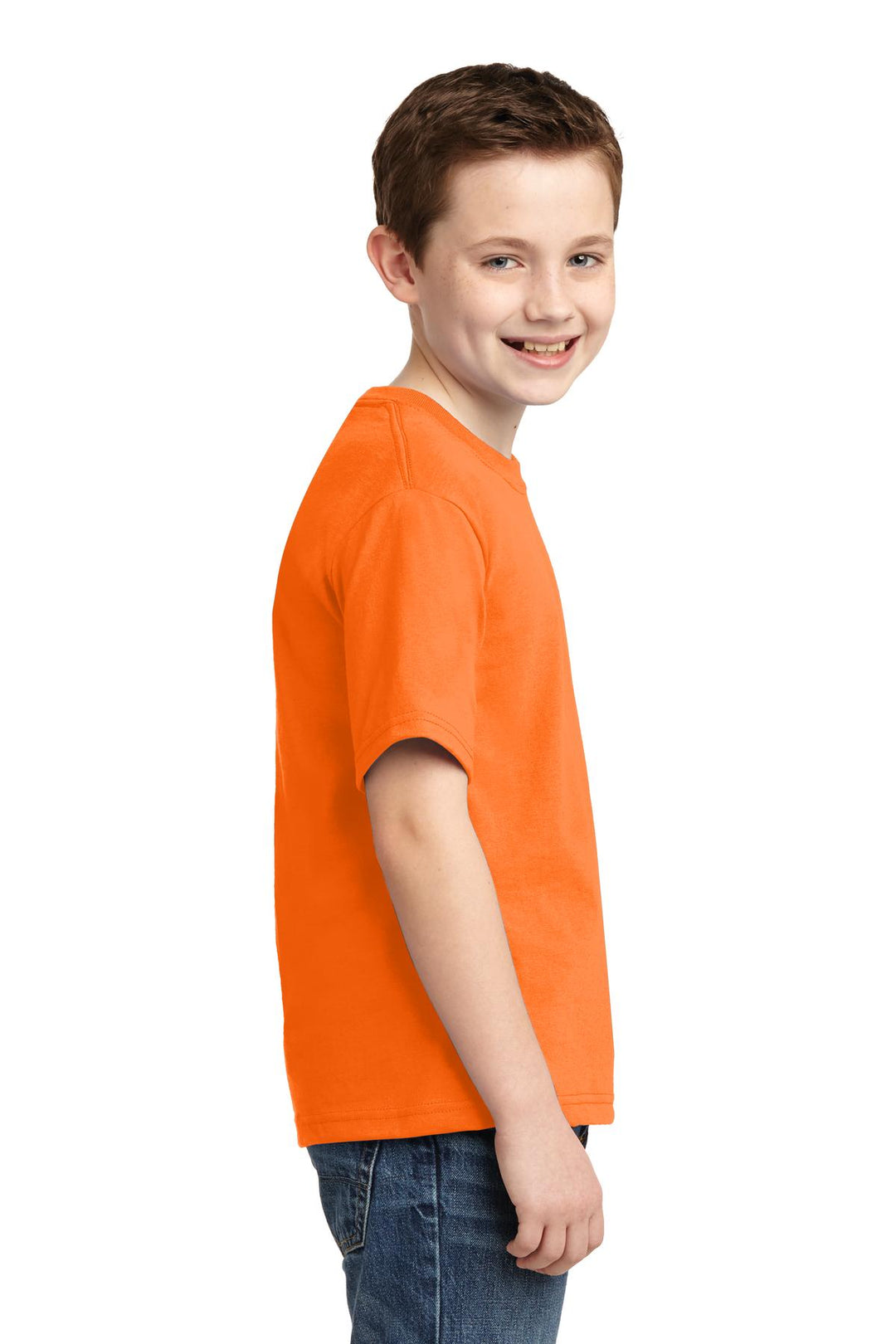 Safety Orange Jerzees - Youth Dri-Power 50/50 Cotton/Poly T-Shirt. 29B