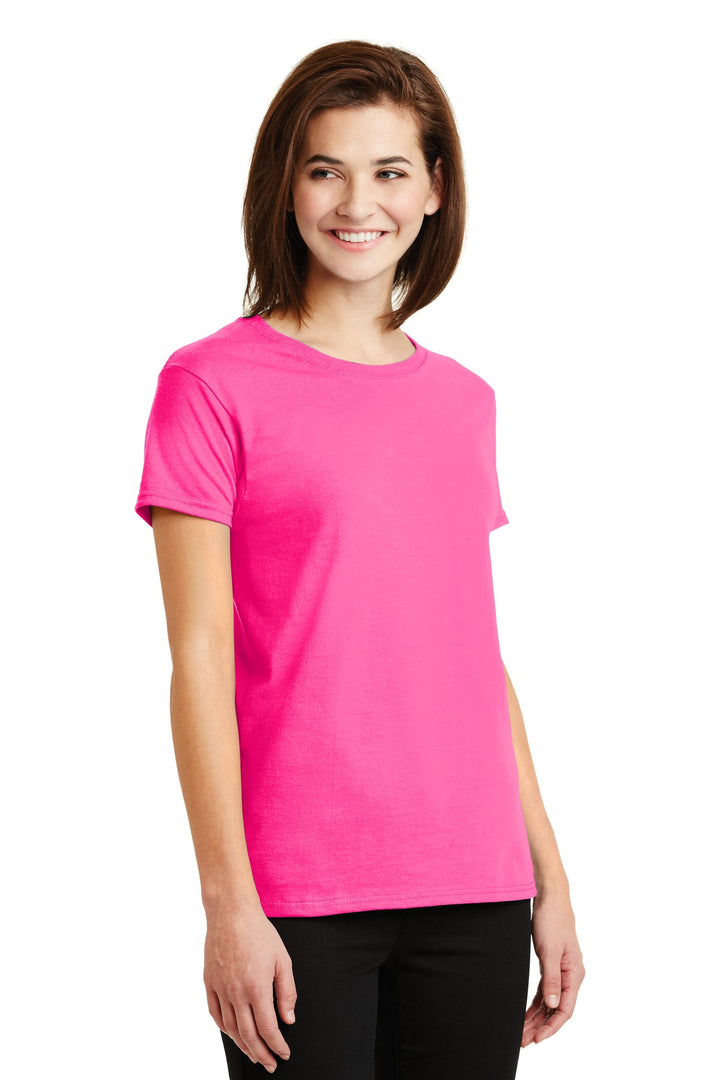Safety Pink Gildan Women's Ultra Cotton 100% US Cotton T-Shirt. 2000L