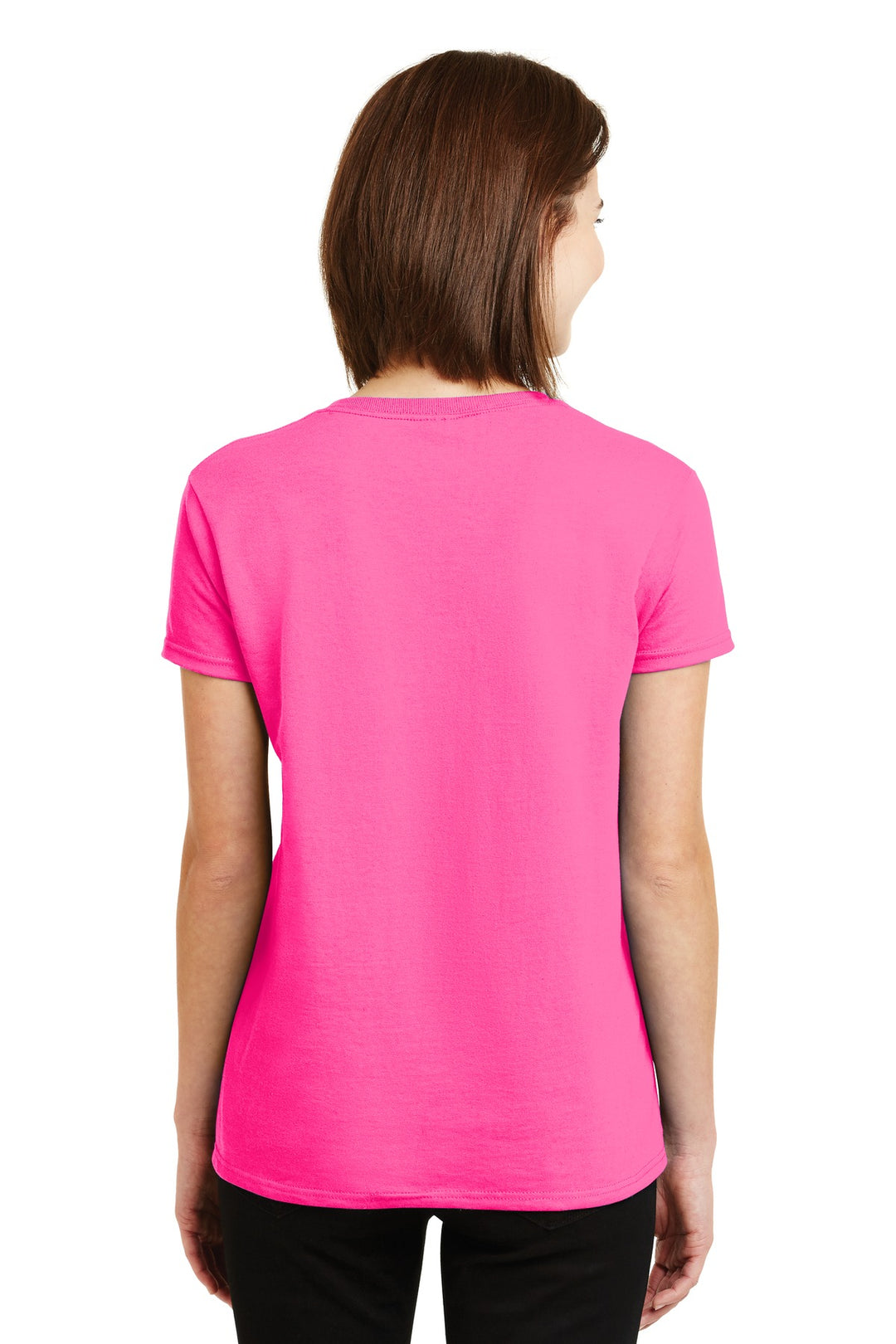 Safety Pink Gildan Women's Ultra Cotton 100% US Cotton T-Shirt. 2000L