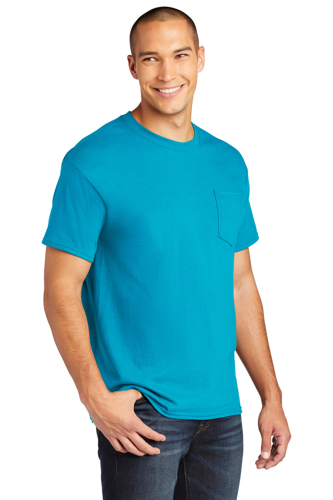 Sapphire Gildan Heavy Cotton 100% Cotton Pocket T-Shirt. 5300