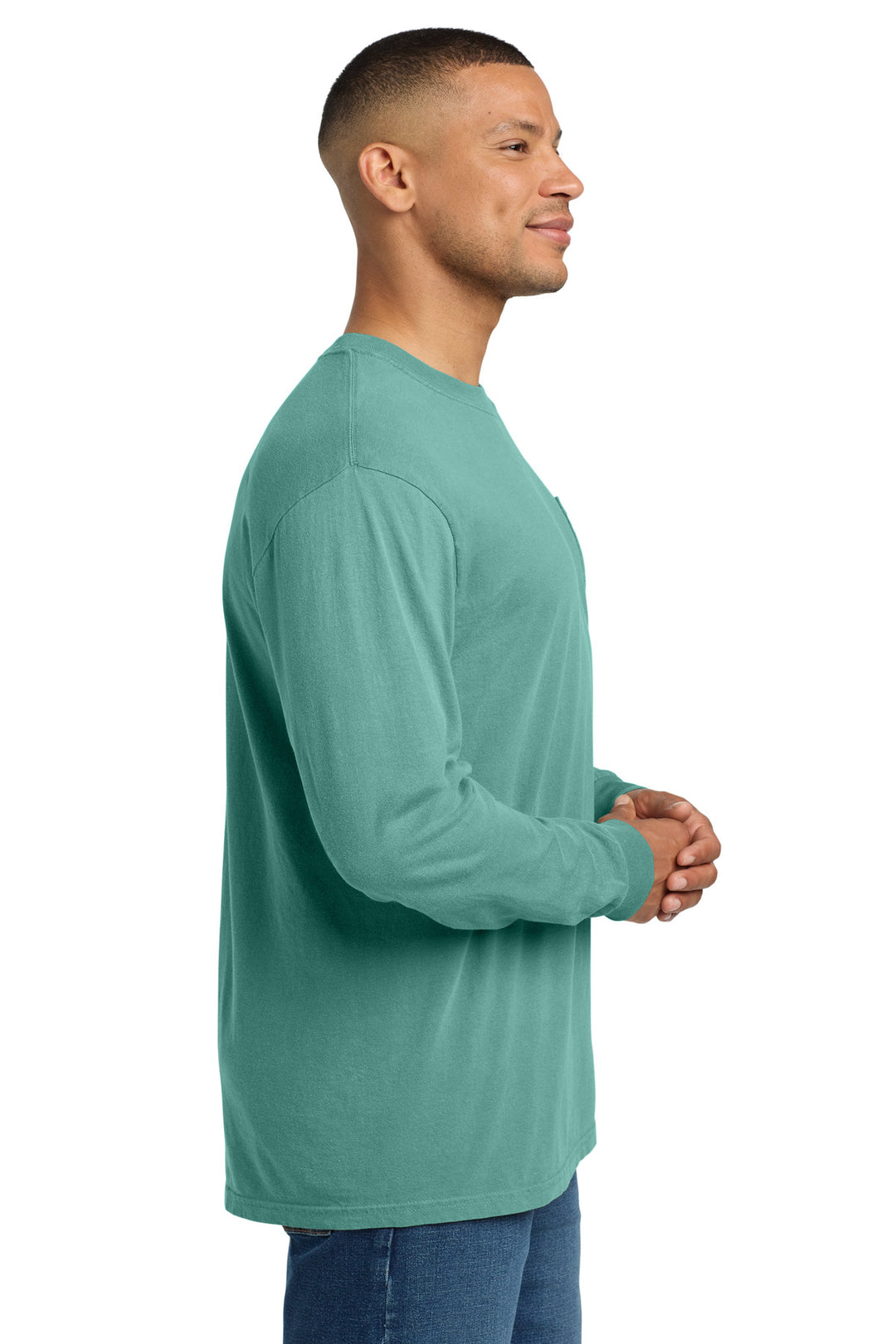 Seafoam COMFORT COLORS Heavyweight Ring Spun Long Sleeve Pocket Tee. 4410