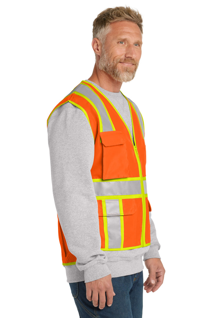 SftyOrg CornerStone ANSI 107 Class 2 Surveyor Zippered Two-Tone Vest. CSV105