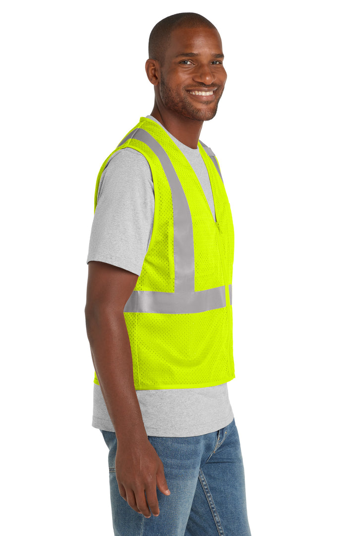 SftyYellow CornerStone ANSI 107 Class 2 Mesh Zippered Vest. CSV102