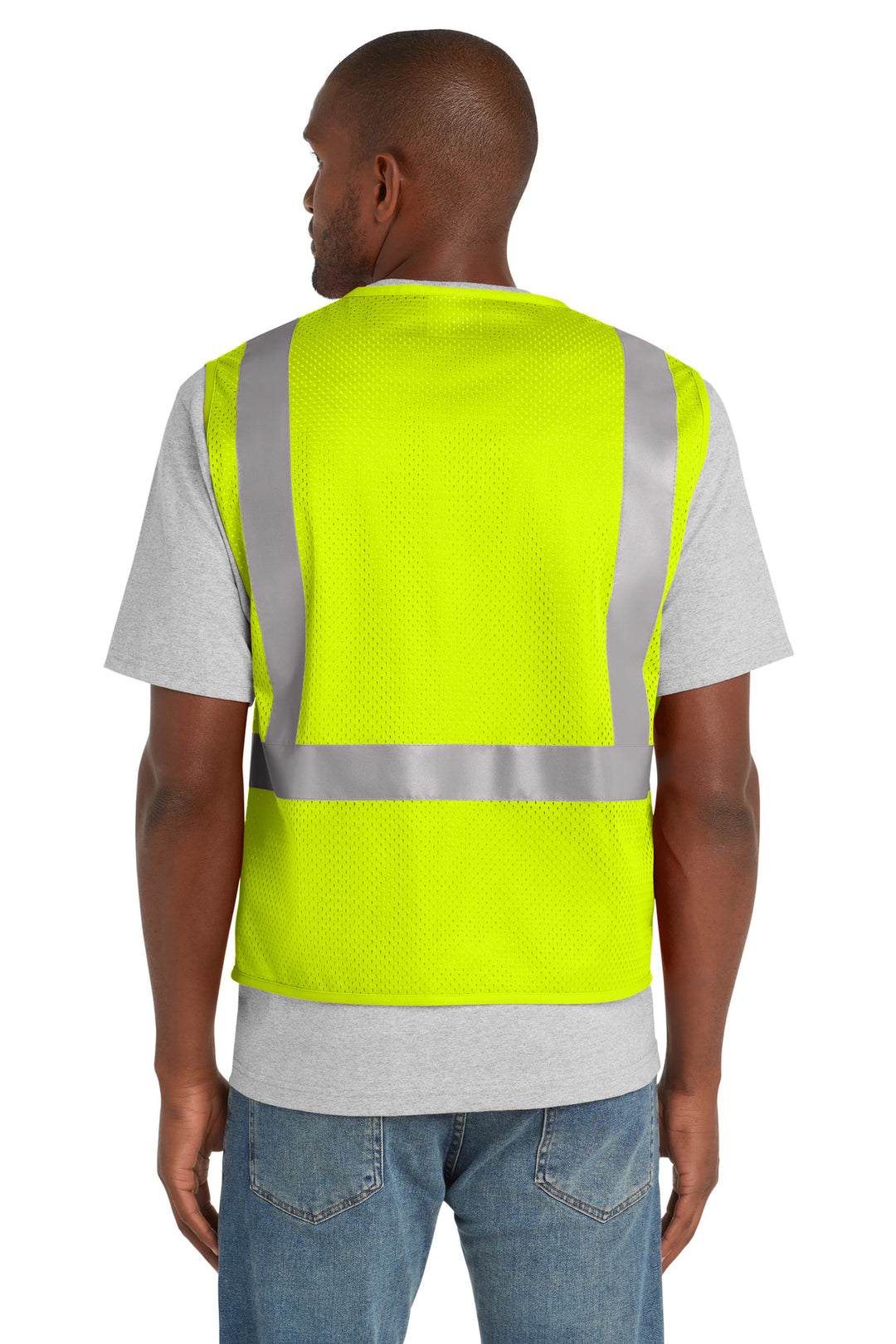 SftyYellow CornerStone ANSI 107 Class 2 Mesh Zippered Vest. CSV102