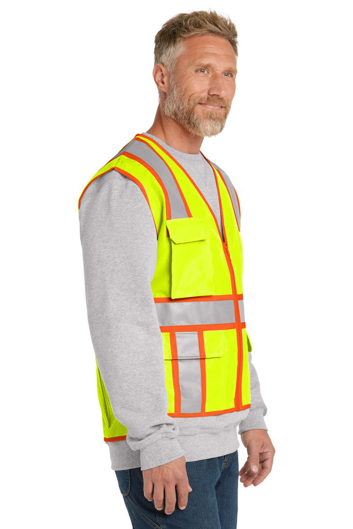 SftyYellow CornerStone ANSI 107 Class 2 Surveyor Zippered Two-Tone Vest. CSV105