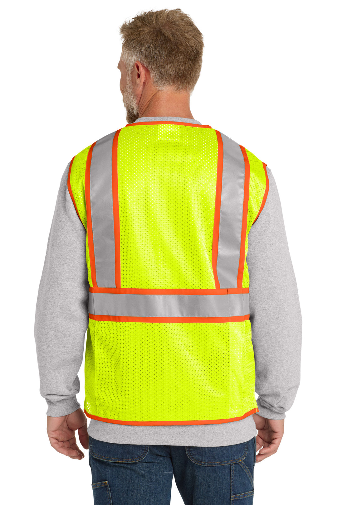 SftyYellow CornerStone ANSI 107 Class 2 Surveyor Zippered Two-Tone Vest. CSV105