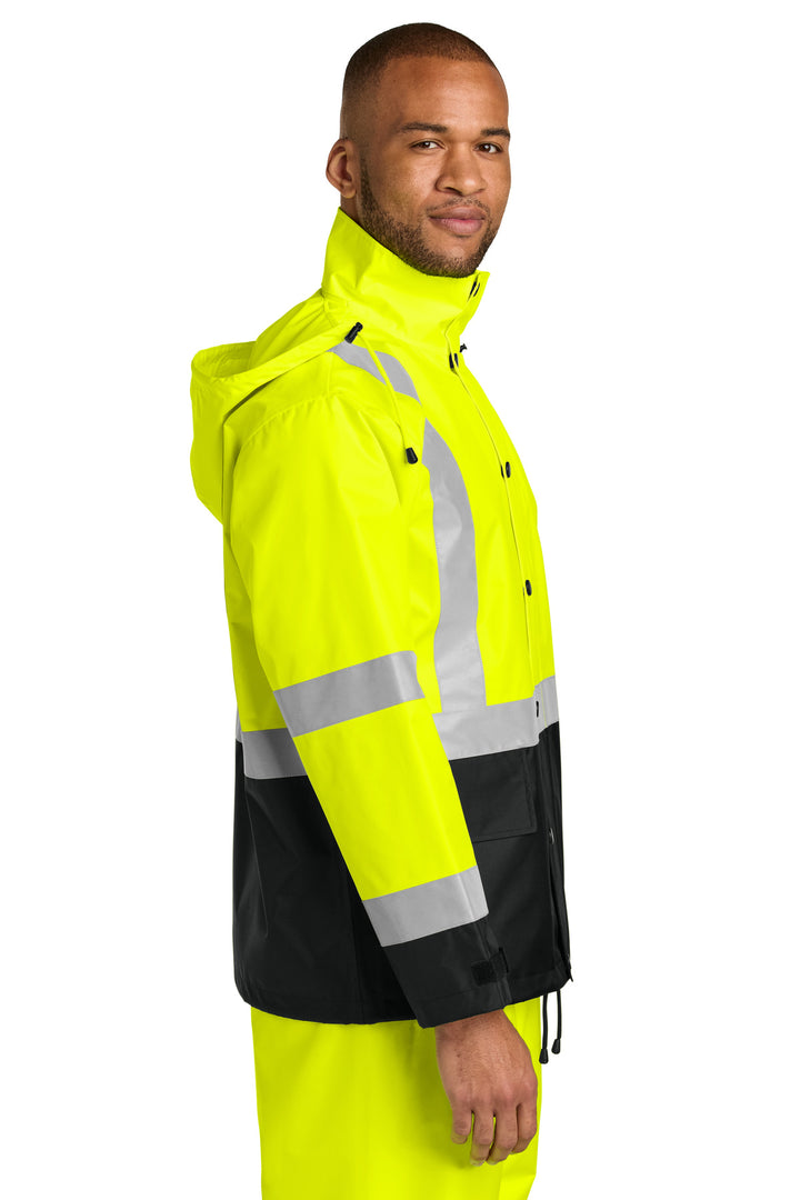 SftyYl/Blk CornerStone ANSI 107 Class 3 Rain Jacket CSJ504