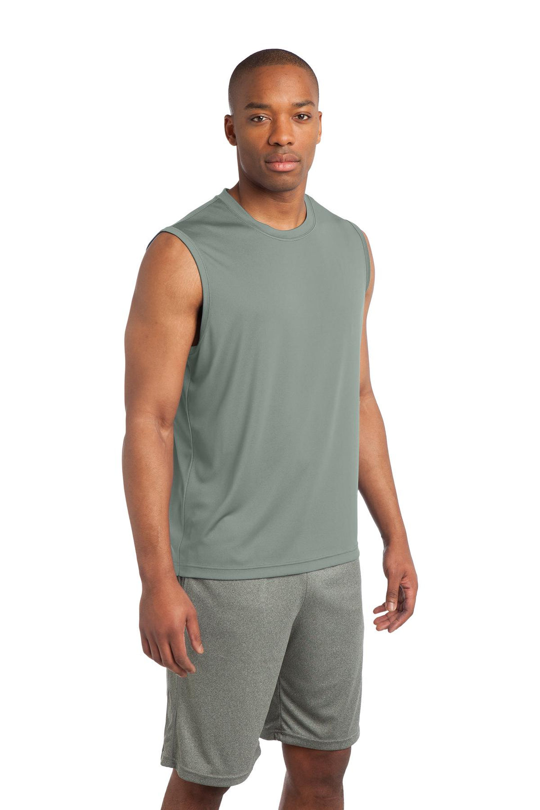 Silver Sport-Tek Sleeveless PosiCharge Competitor Tee. ST352