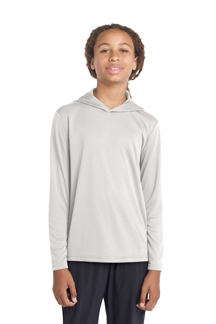 Silver Sport-Tek Youth PosiCharge Competitor Hooded Pullover. YST358