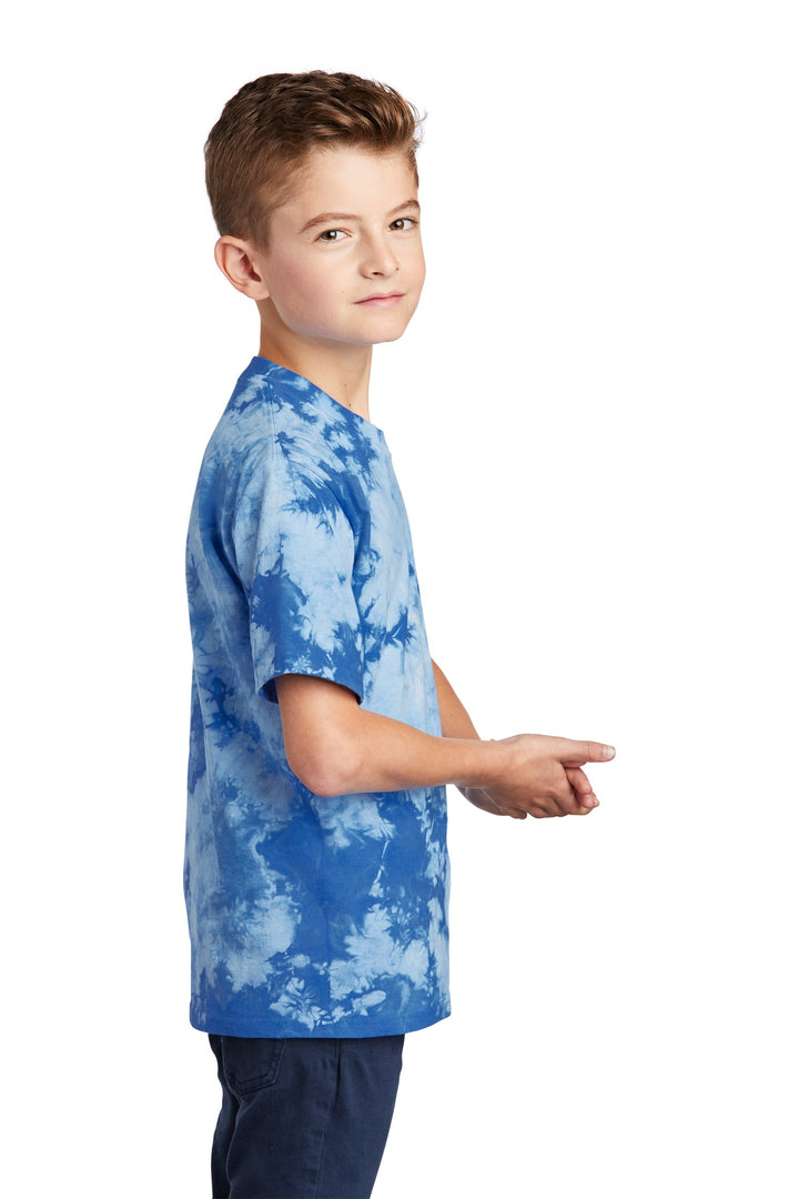 Sky Blue Port & Company Youth Crystal Tie-Dye Tee PC145Y