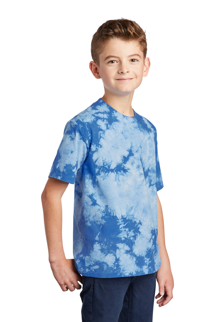 Sky Blue Port & Company Youth Crystal Tie-Dye Tee PC145Y