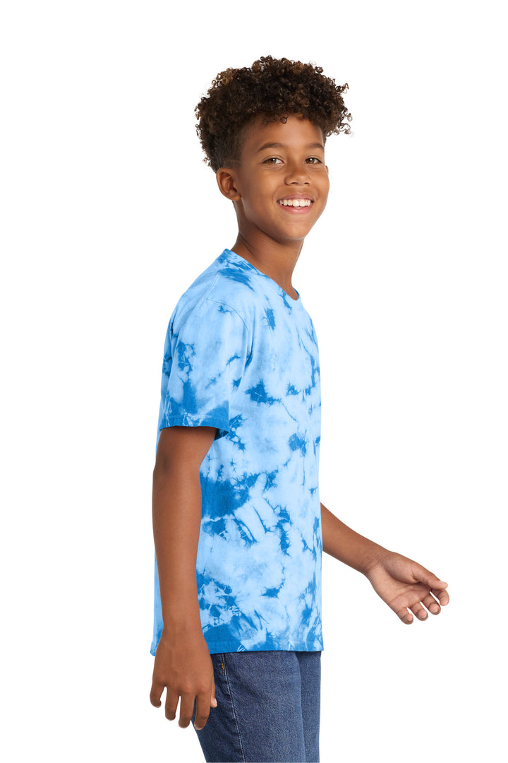 Sky Blue Port & Company Youth Crystal Tie-Dye Tee PC145Y