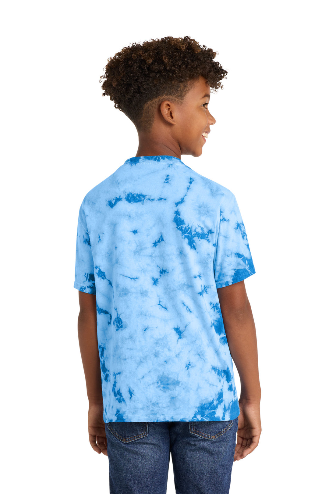 Sky Blue Port & Company Youth Crystal Tie-Dye Tee PC145Y